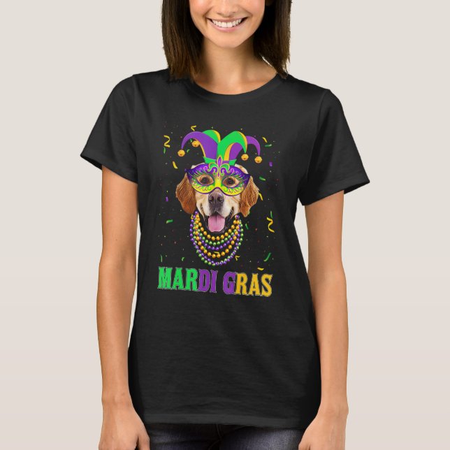 Cute Golden Retriever Dog Lover Mardi Gras Carniva T-Shirt (Front)