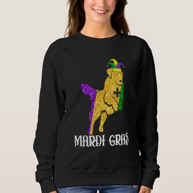 Cute Golden Retriever Dog Lover Mardi Gras Party J Sweatshirt (Front)