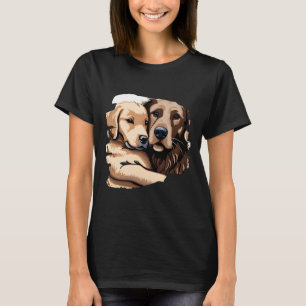 Cute Golden Retriever Dog Mum Hugging A Puppy T-Shirt