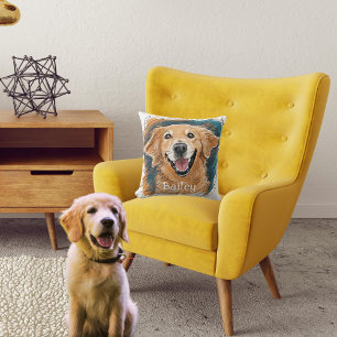 Cute Golden Retriever Dog Personalised Cushion