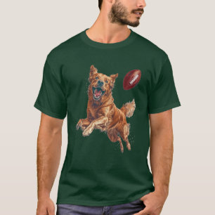Cute Golden Retriever Dog Playing Football T-Shirt