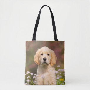 Cute Golden Retriever Dog Puppy Photo - on Shopper Tote Bag