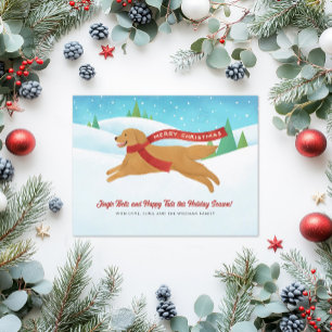 Cute Golden Retriever Dog Snow Christmas Holiday Card