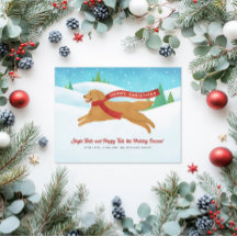 Cute Golden Retriever Dog Snow Christmas