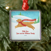 Cute Golden Retriever Dog Snow Christmas