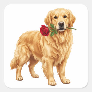 Cute Golden Retriever Dog Square Sticker