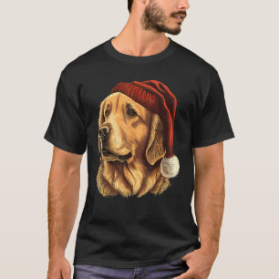 Cute Golden Retriever Dog with Christmas Hat T-Shirt