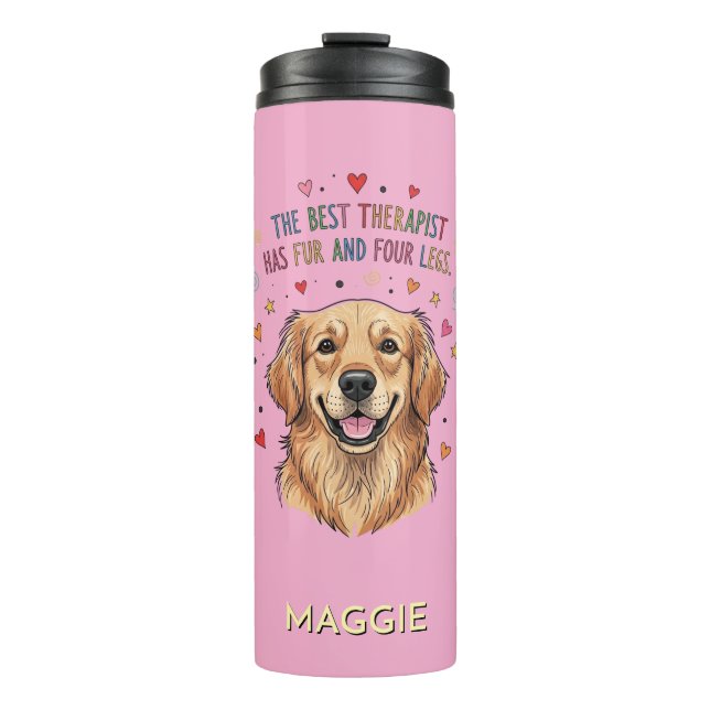 Cute Golden Retriever Doodle Thermal Tumbler (Front)