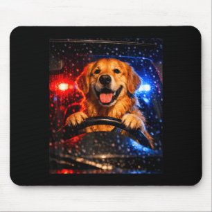 Cute golden retriever driving car animal joke mouse pad