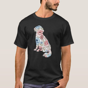 Cute Golden Retriever Flower Floral Silhouette Dog T-Shirt