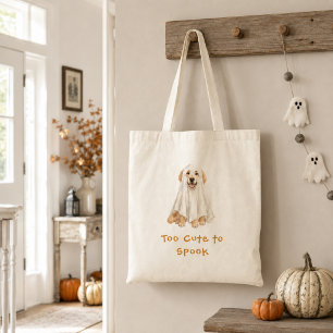 Cute Golden Retriever Halloween Ghost Spook Tote Bag