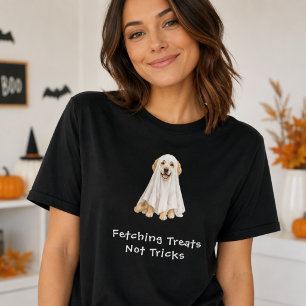 Cute Golden Retriever Halloween Ghost T-Shirt