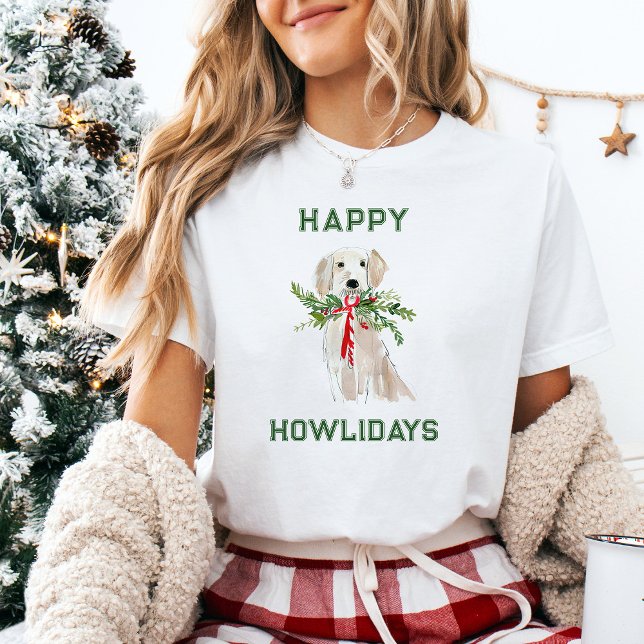 Cute Golden Retriever Happy Howlidays | Christmas T-Shirt (Creator Uploaded)
