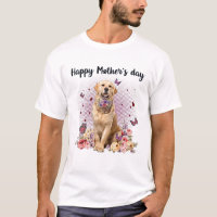 Cute Golden Retriever Mom Flower Happy Mother's Da
