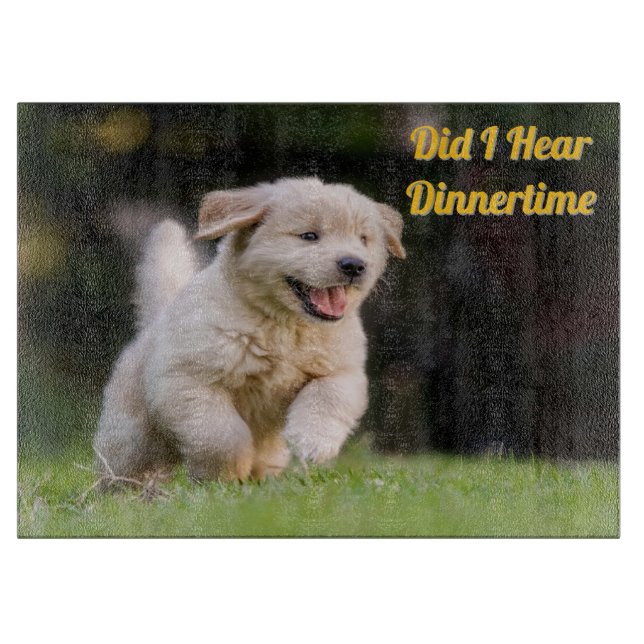 Cute Golden Retriever Personalised Cutting Board (Front)