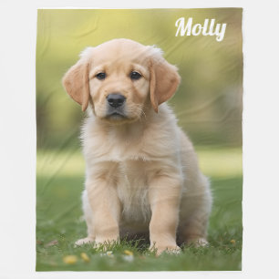 Cute Golden Retriever Personalised Fleece Blanket