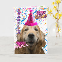 Cute Golden Retriever Personalised Happy Birthday