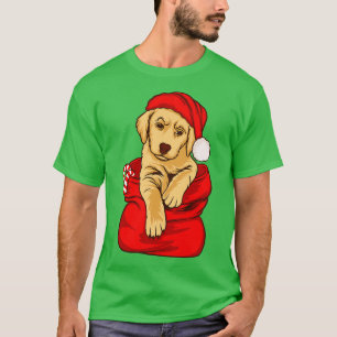 Cute Golden Retriever Pup Wearing Christmas Hat Do T-Shirt