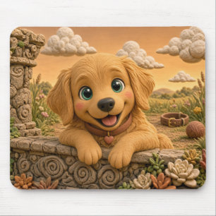 Cute Golden Retriever Puppy, Baby Dog Mouse Pad