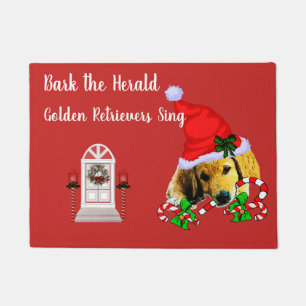 Cute Golden Retriever Puppy Christmas Doormat