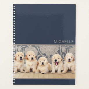 Cute Golden Retriever Puppy Dog Personalised Name Planner