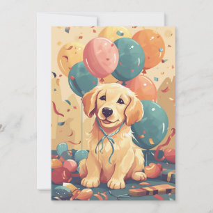 Cute Golden Retriever Puppy Flat Greeting Card