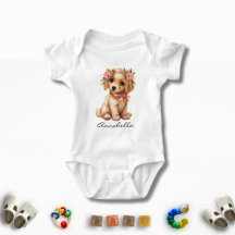 Cute Golden Retriever Puppy Watercolor Custom Name