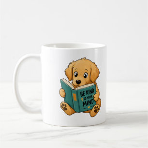 Cute Golden Retriever Reading Book Mug