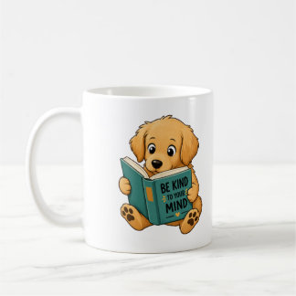 Cute Golden Retriever Reading Book Mug