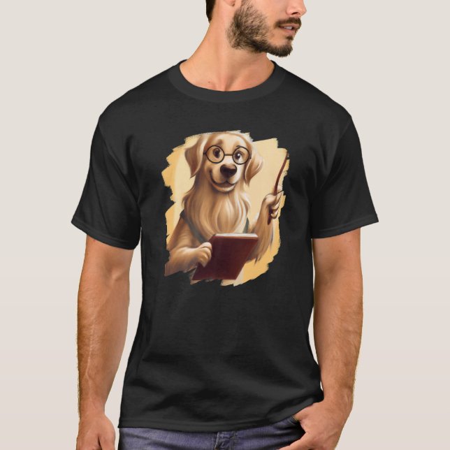 Cute  Golden Retriever Teacher Professor School Do T-Shirt (Front)