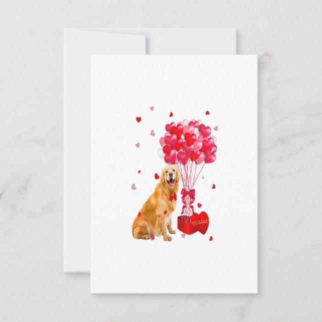 Cute Golden Retriever Valentine Day Heart Dog Love RSVP Card (Front)