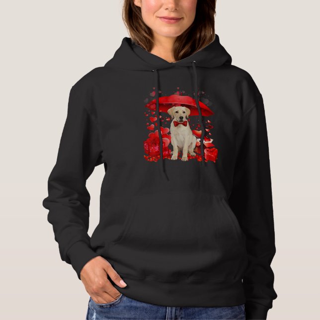 Cute Golden Retriever Valentine Hearts Umbrella Lo Hoodie (Front)