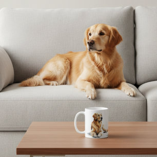 Cute Golden Retriever Watercolor Coffee Mug
