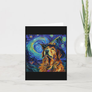 Cute Golden Retriever Witch _ Funny Dog Halloween Card