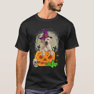 Cute Golden Retriever Witch Pumpkin Halloween Dog T-Shirt