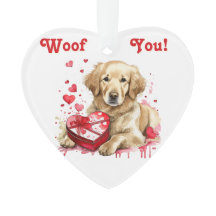 Cute Golden Retriever with Heart Box for Dog Lover