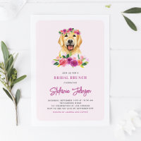 Cute Golden Retriver Purple Floral Bridal Brunch