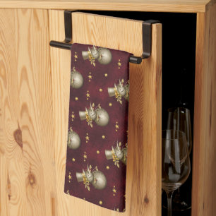 Cute Golden Snowman Tea Towel