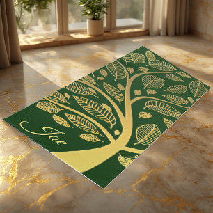 Cute Golden Tree Of Life Greenery Foliage Elegant Yoga Mat