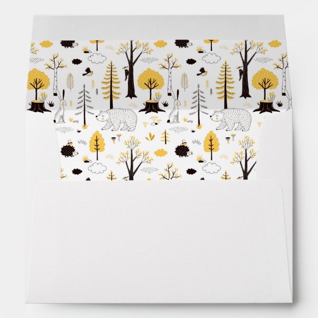 Cute Golden Woods Scene Pattern Envelope (Back (Bottom))