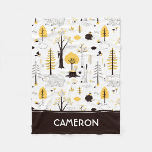 Cute Golden Woods Scene Pattern Fleece Blanket