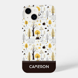 Cute Golden Woods Scene Pattern iPhone 14 Case