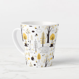 Cute Golden Woods Scene Pattern Latte Mug