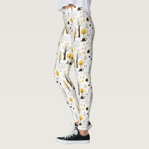 Cute Golden Woods Scene Pattern Leggings
