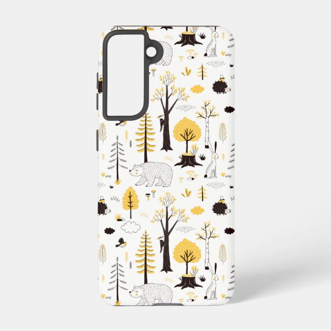 Cute Golden Woods Scene Pattern Samsung Galaxy S21 Case (Back)