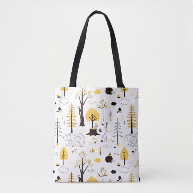Cute Golden Woods Scene Pattern Tote Bag (Front)