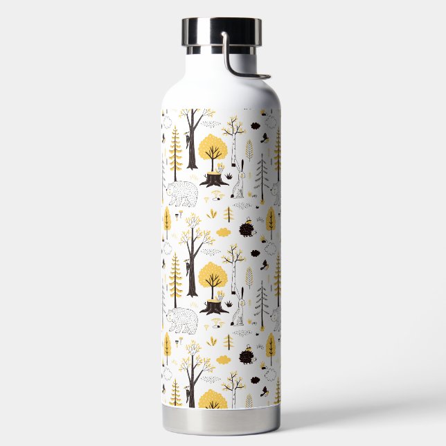 Cute Golden Woods Scene Pattern Water Bottle (Left)