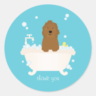 Cute Goldendoodle Bubble Bath Classic Round Sticker
