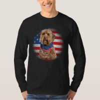 Cute Goldendoodle Dog American Flag Indepedence Da