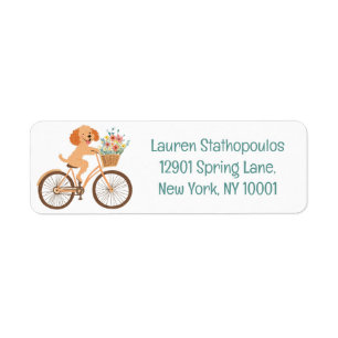 Cute Goldendoodle Dog Biking Spring Flowers